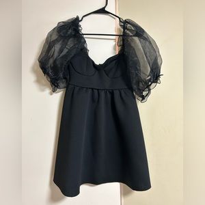 ASOS puff sleeve black mini dress